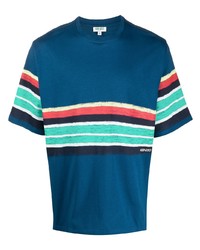 T-shirt à col rond à rayures horizontales bleu canard Kenzo