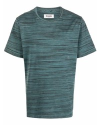 T-shirt à col rond à rayures horizontales bleu canard Missoni