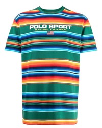 T-shirt à col rond à rayures horizontales bleu canard Polo Ralph Lauren