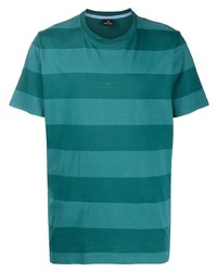 T-shirt à col rond à rayures horizontales bleu canard PS Paul Smith