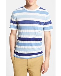 T-shirt à col rond à rayures horizontales bleu clair
