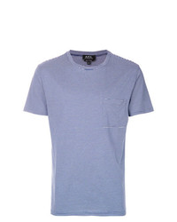 T-shirt à col rond à rayures horizontales bleu clair A.P.C.