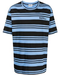 T-shirt à col rond à rayures horizontales bleu clair Blood Brother