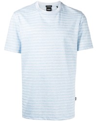 T-shirt à col rond à rayures horizontales bleu clair BOSS