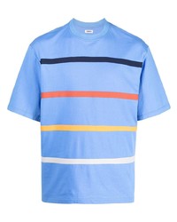 T-shirt à col rond à rayures horizontales bleu clair Coohem