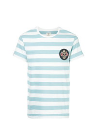 T-shirt à col rond à rayures horizontales bleu clair Kent & Curwen