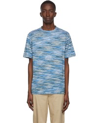 T-shirt à col rond à rayures horizontales bleu clair Missoni