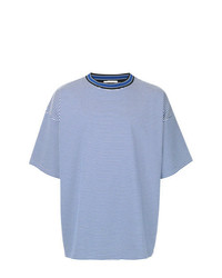 T-shirt à col rond à rayures horizontales bleu clair Monkey Time