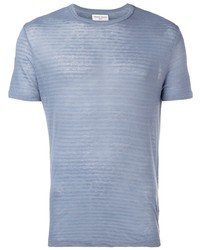 T-shirt à col rond à rayures horizontales bleu clair Officine Generale
