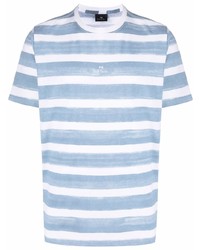 T-shirt à col rond à rayures horizontales bleu clair PS Paul Smith