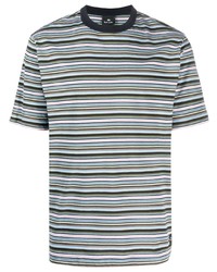 T-shirt à col rond à rayures horizontales bleu clair PS Paul Smith