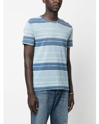 T-shirt à col rond à rayures horizontales bleu clair Ralph Lauren RRL