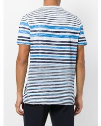 T-shirt à col rond à rayures horizontales bleu clair Michael Kors Collection