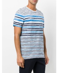 T-shirt à col rond à rayures horizontales bleu clair Michael Kors Collection