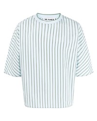 T-shirt à col rond à rayures horizontales bleu clair Sunnei