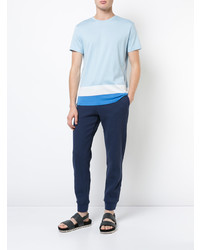 T-shirt à col rond à rayures horizontales bleu clair Orlebar Brown