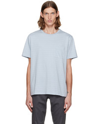 T-shirt à col rond à rayures horizontales bleu clair Vince