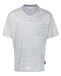 T-shirt à col rond à rayures horizontales bleu clair Zegna