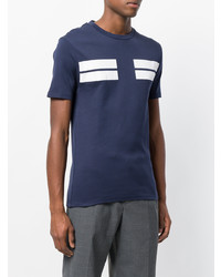 T-shirt à col rond à rayures horizontales bleu marine et blanc Neil Barrett