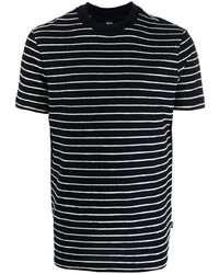 T-shirt à col rond à rayures horizontales bleu marine et blanc BOSS HUGO BOSS