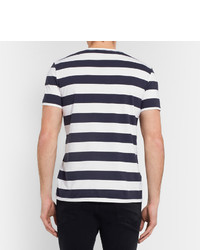 T-shirt à col rond à rayures horizontales bleu marine et blanc Burberry