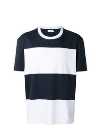 T-shirt à col rond à rayures horizontales bleu marine et blanc Calvin Klein