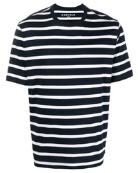 T-shirt à col rond à rayures horizontales bleu marine et blanc Circolo 1901