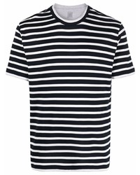T-shirt à col rond à rayures horizontales bleu marine et blanc Eleventy