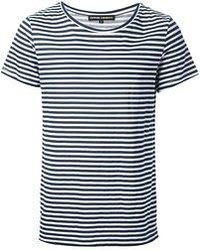 T-shirt à col rond à rayures horizontales bleu marine et blanc Gaspard Yurkievich