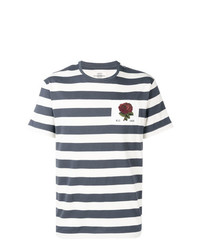 T-shirt à col rond à rayures horizontales bleu marine et blanc Kent & Curwen