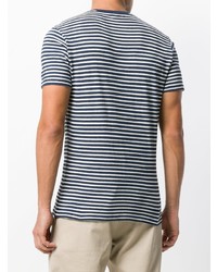 T-shirt à col rond à rayures horizontales bleu marine et blanc MC2 Saint Barth