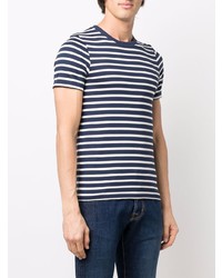 T-shirt à col rond à rayures horizontales bleu marine et blanc Saint James