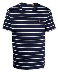 T-shirt à col rond à rayures horizontales bleu marine et blanc Polo Ralph Lauren
