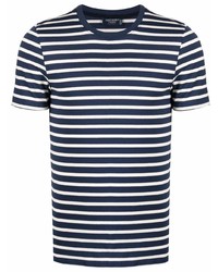 T-shirt à col rond à rayures horizontales bleu marine et blanc Saint James