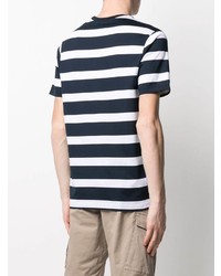 T-shirt à col rond à rayures horizontales bleu marine et blanc Paul & Shark