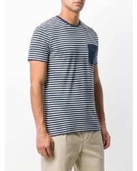 T-shirt à col rond à rayures horizontales bleu marine et blanc MC2 Saint Barth