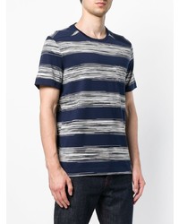 T-shirt à col rond à rayures horizontales bleu marine et blanc Missoni