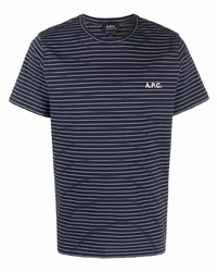 T-shirt à col rond à rayures horizontales bleu marine A.P.C.