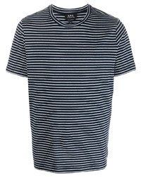 T-shirt à col rond à rayures horizontales bleu marine A.P.C.