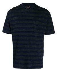 T-shirt à col rond à rayures horizontales bleu marine Beams Plus