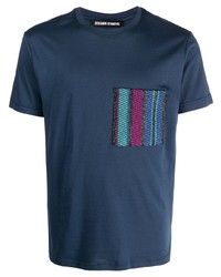 T-shirt à col rond à rayures horizontales bleu marine Benjamin Benmoyal