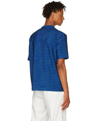 T-shirt à col rond à rayures horizontales bleu marine Lanvin