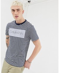 T-shirt à col rond à rayures horizontales bleu marine Calvin Klein