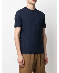 T-shirt à col rond à rayures horizontales bleu marine Zanone