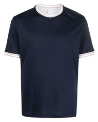 T-shirt à col rond à rayures horizontales bleu marine Eleventy