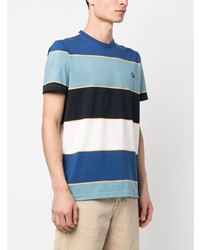 T-shirt à col rond à rayures horizontales bleu marine Fred Perry