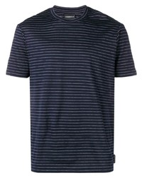 T-shirt à col rond à rayures horizontales bleu marine Emporio Armani