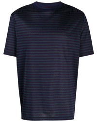 T-shirt à col rond à rayures horizontales bleu marine Lanvin