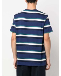 T-shirt à col rond à rayures horizontales bleu marine Fred Perry