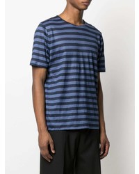 T-shirt à col rond à rayures horizontales bleu marine Saint Laurent